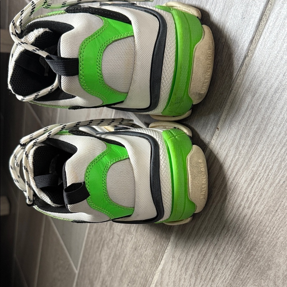 Balenciaga Chunky White and Neon Green Sneakers - Picture 10 of 12